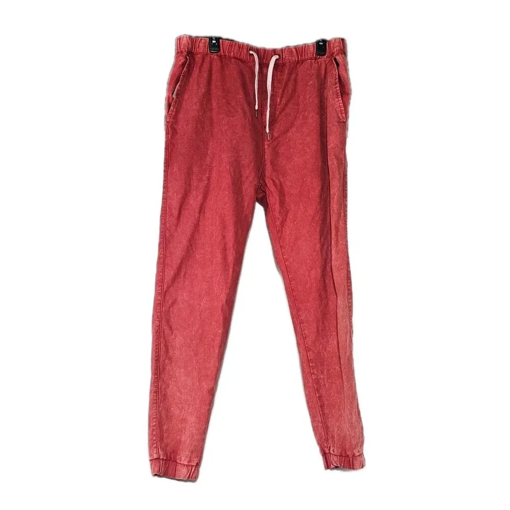 Ezekiel Acid Trip Jogger Pants Mens 36X30 Red Mineral Wash Stretch Twill EUC